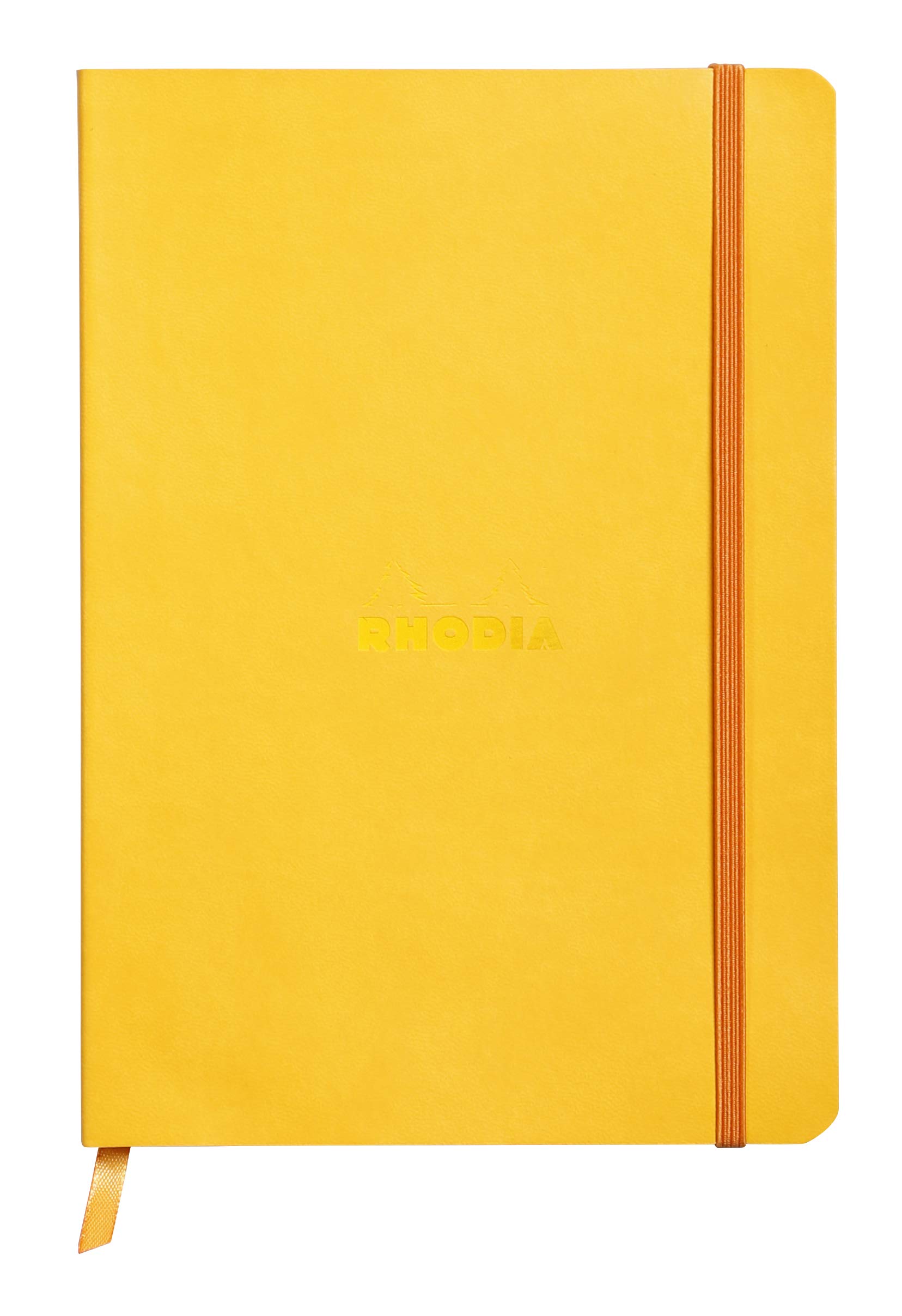 RHODIA 117416C - Jonquille Soft Notebook - A5 - Lined - 160 pages - Clairefontaine Ivory Paper 90 g/m - Bookmark, Elastic Closure - Faux Leather Cover - Rhodiarama Collection