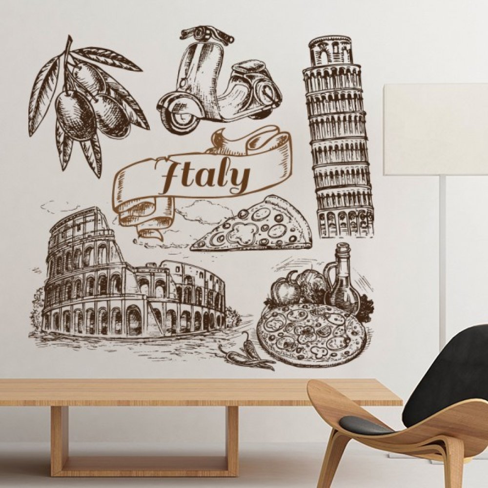 Autocollant Italie paysage amovible pour relooker un mur de chambre sans peindre