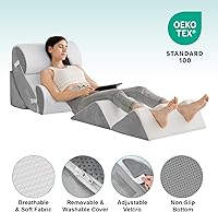 Vista 31 de Hansleep Juego de 6 almohadas ortopédicas de cuña para dormir, juego de almohadas postoperatorias ajustables para aliviar el dolor corporal, espalda