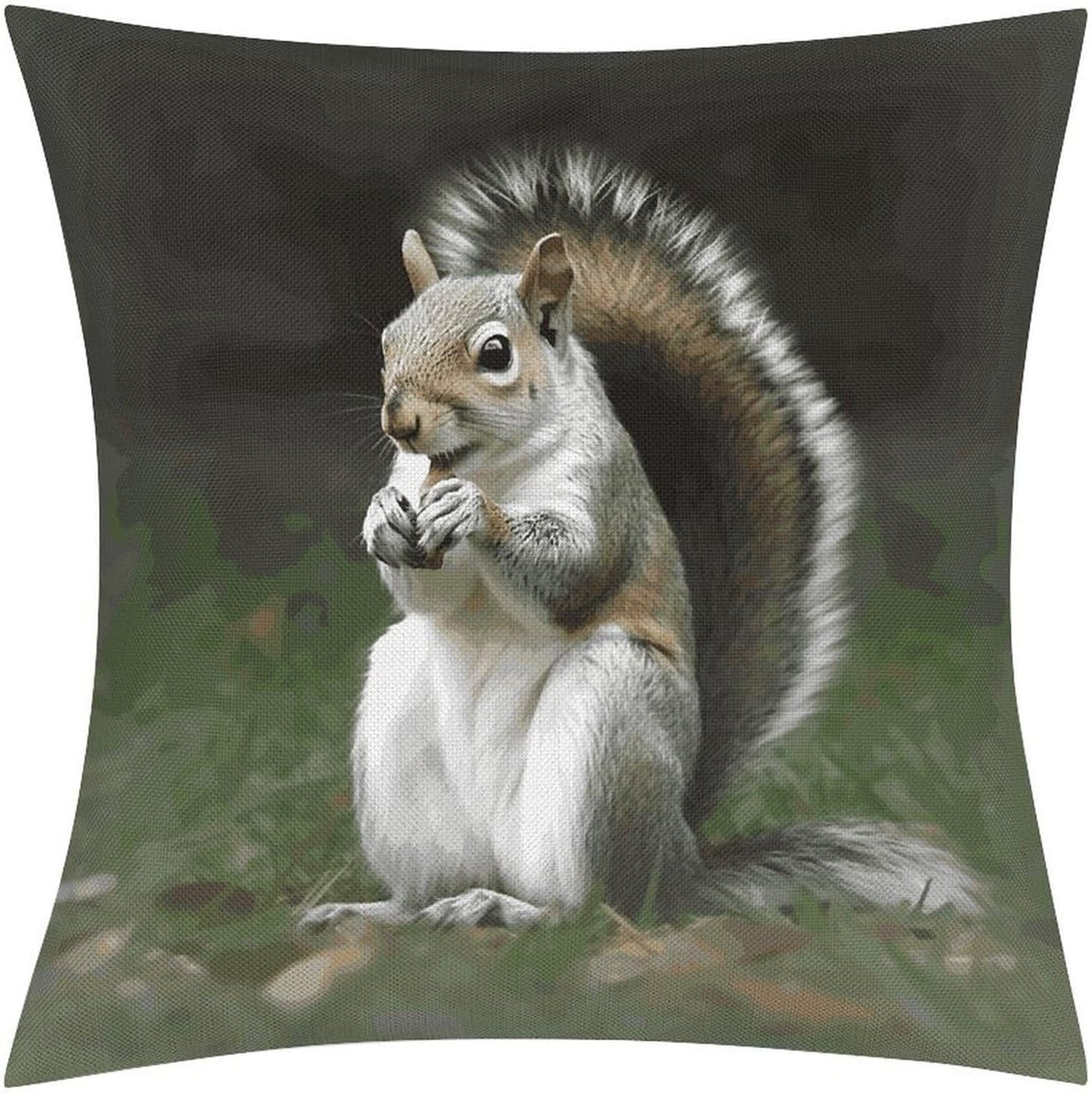 Squirrel Pillow Protectors Cute Waterproof Pillow Cover Soft Skin-Friendly Cushion Case Decorative Square Cushion Cover for Couch Sofa Bed Living Room Bedroom