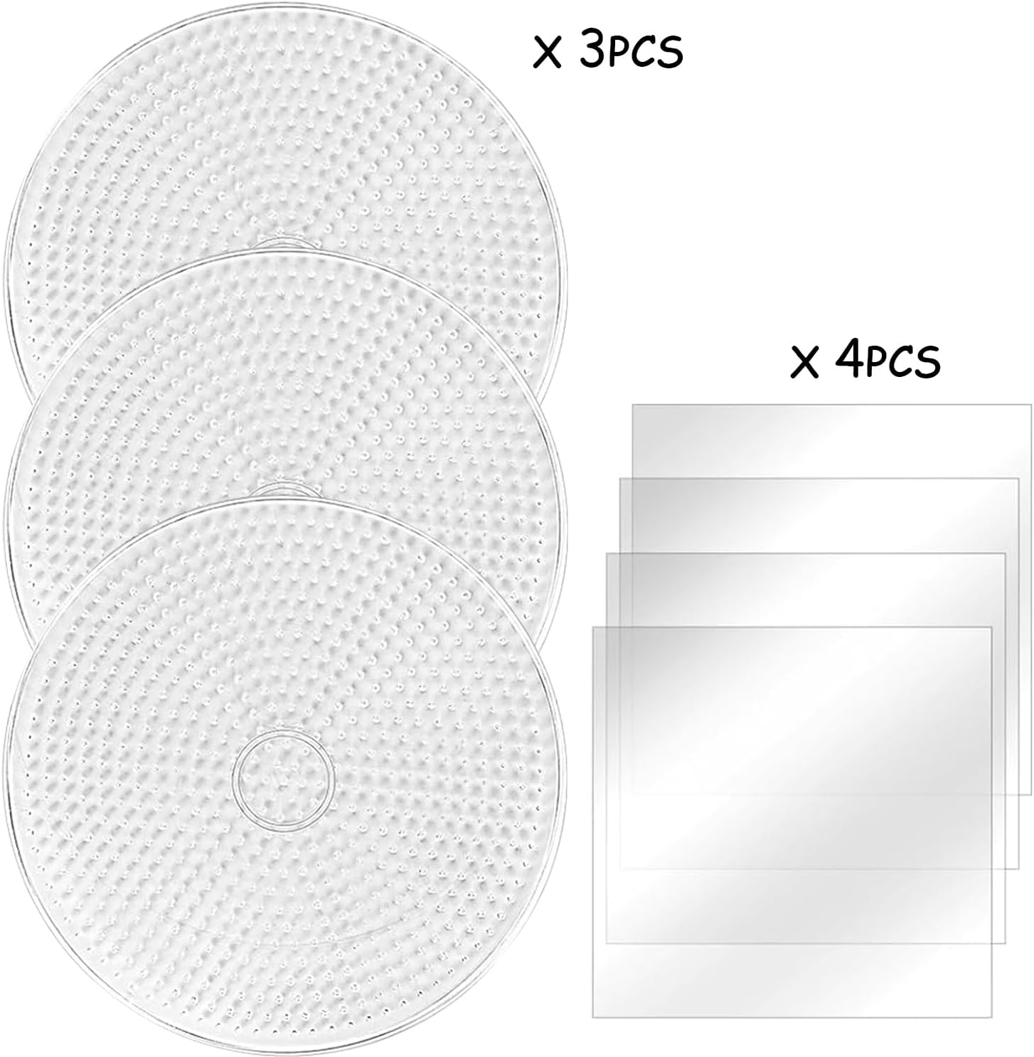 H&W 3PCS 5mm Round Fuse Beads Boards, Pegboards Kit with 4 Ironing Paper