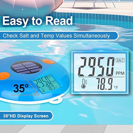YINMIK Pool Salt Tester Floating Salinity Meter with Solar Powered IPX8