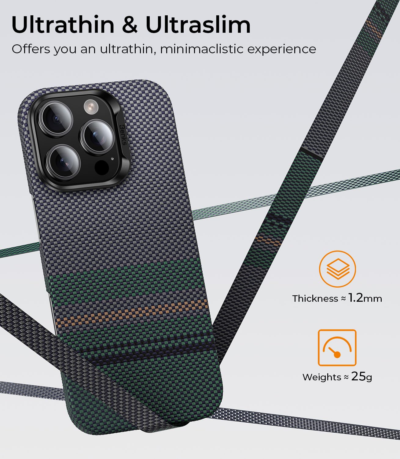 BENKS ArmorPro Hülle Für IPhone 16 Pro Mit Kamerasteuer-Taste – MagSafe Kompatibel, Aus Kevlar & TPU
