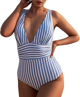 NHNKB Bikini Women's Set Tankini Women's Swimsuit Women's Swimming Trunks Women's Striped Swimwear Front Over Swimsuits Hollow Swimsuits Monokinis Swimsuit with Women Elegant, Sexy Swimsuit, blue, L