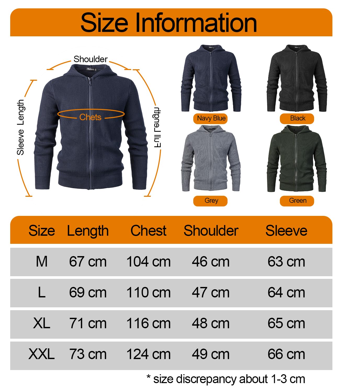 Cárdigan con Capucha para Hombre Chaqueta Cálido de Punto Grueso Cremallera
