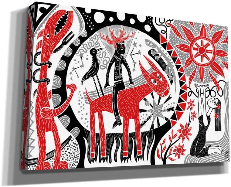 Epic Graffiti ' Starman' by Dan Fenelon Giclee Canvas Wall Art, 18" x 12", Red