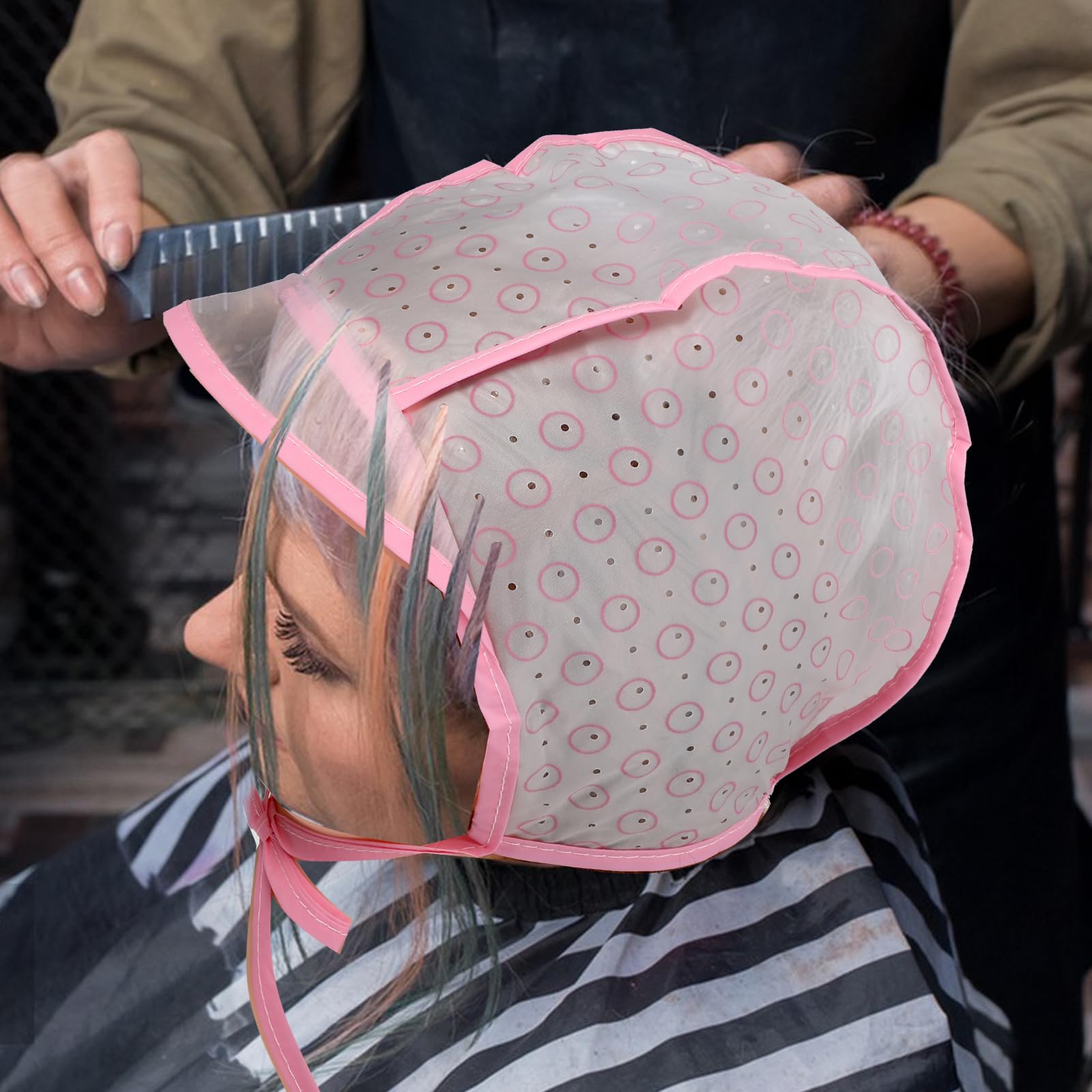 Bewudy 3 Stück Strähnchenhaube, Einstellbar Färbung Hervorhebung Kappe mit Kunststoffhaken für Frauen Mädchen, Highlight Haar Kappe Strähnenhaube Mit Löchern für Salon Heimgebrauch Haarfärbemitte