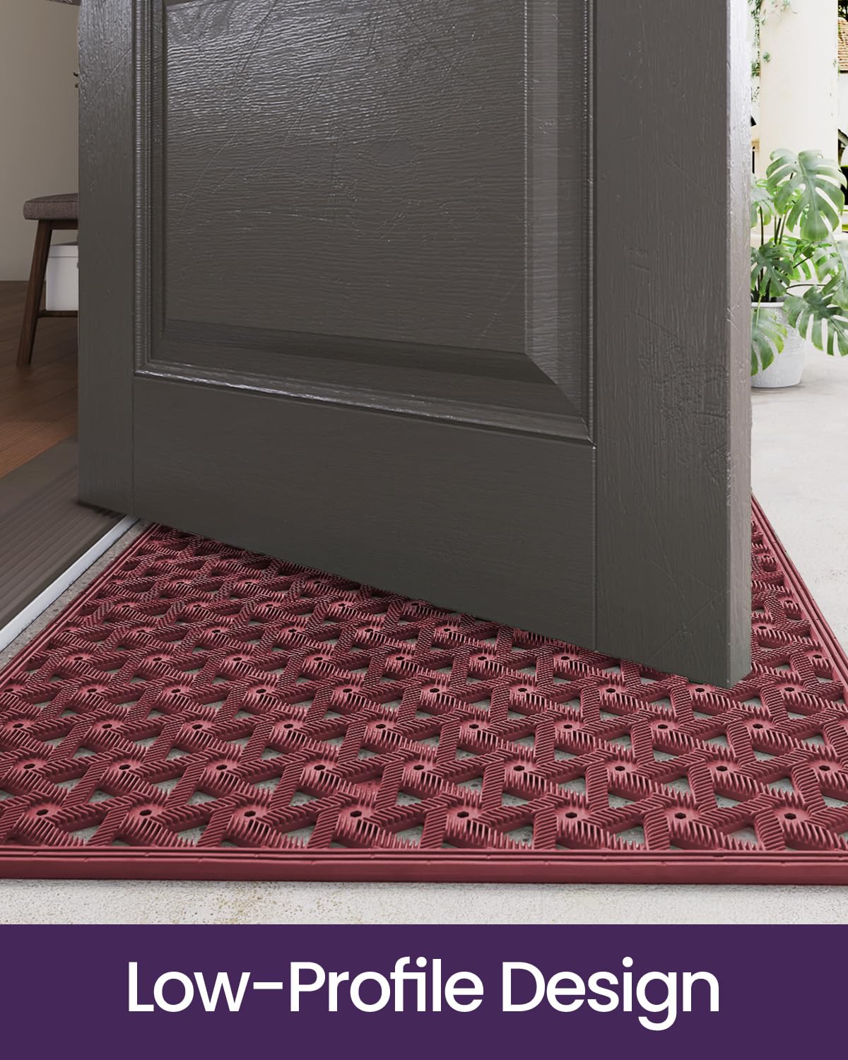 DEXI Zerbino in gomma per ingresso esterno, 61 x 91 cm, rosso