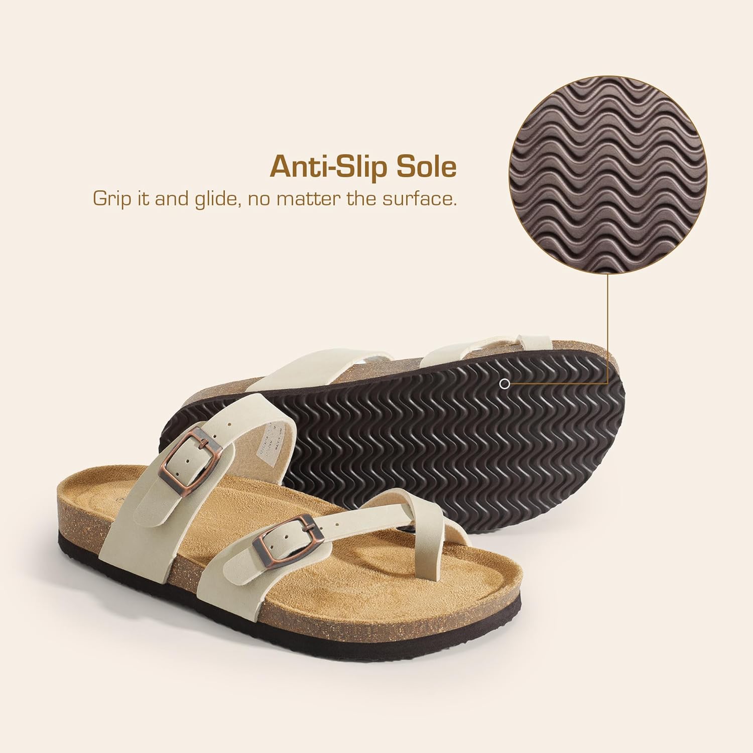 DREAM PAIRS Women's Thong Slide Sandals with Cork Footbed Open Toe Adjustable Slip On Slippers Comfort Flat Sandals for Summer - Image 6