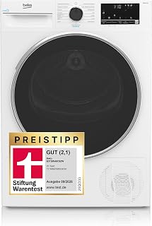Beko Wäschetrockner, 8 kg, Stiftung Warentest GUT (2,1)*, Kondenstrockner, 15 Programme, Sensortrocknung, Säulenfähig, Aquawave Schontrommel, B3TSW48C9ZW