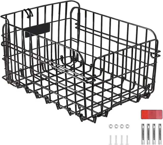 Cesta Trasera Plegable para Bicicleta - Portaequipajes Grande con Reflector