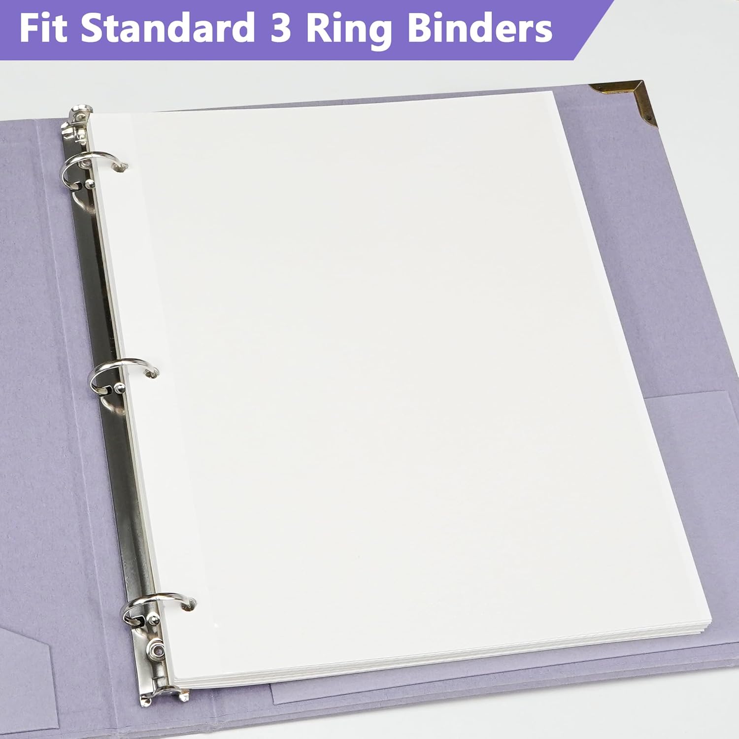 Photo Album Refill Pages for 3 Ring Binder, 100 Sheets/200 Pages Self Adhesive Scrapbook Papers, Letter Size Photo Album Inner Pages Fit 2x3 4x6 5x7 8x10 Photos Stamps Recipe Cards