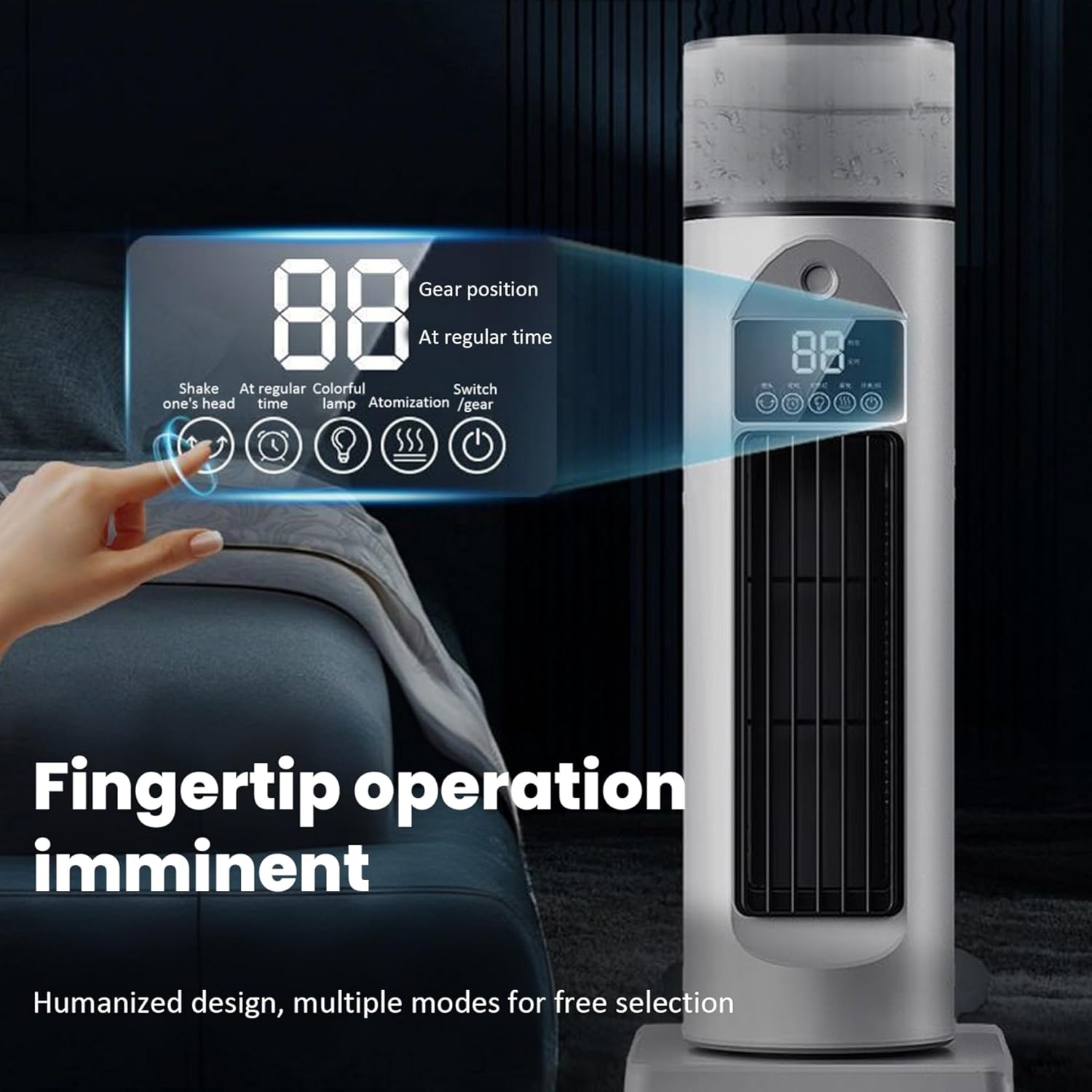 Air Cooling Fan, 2-in-1 6 Wind Speeds Tower Fan with Humidification, 120° Oscillating, 6H Timer, Silent, LED Display Portable Air Conditioner with Remote for Bedroom Living Room Office, White