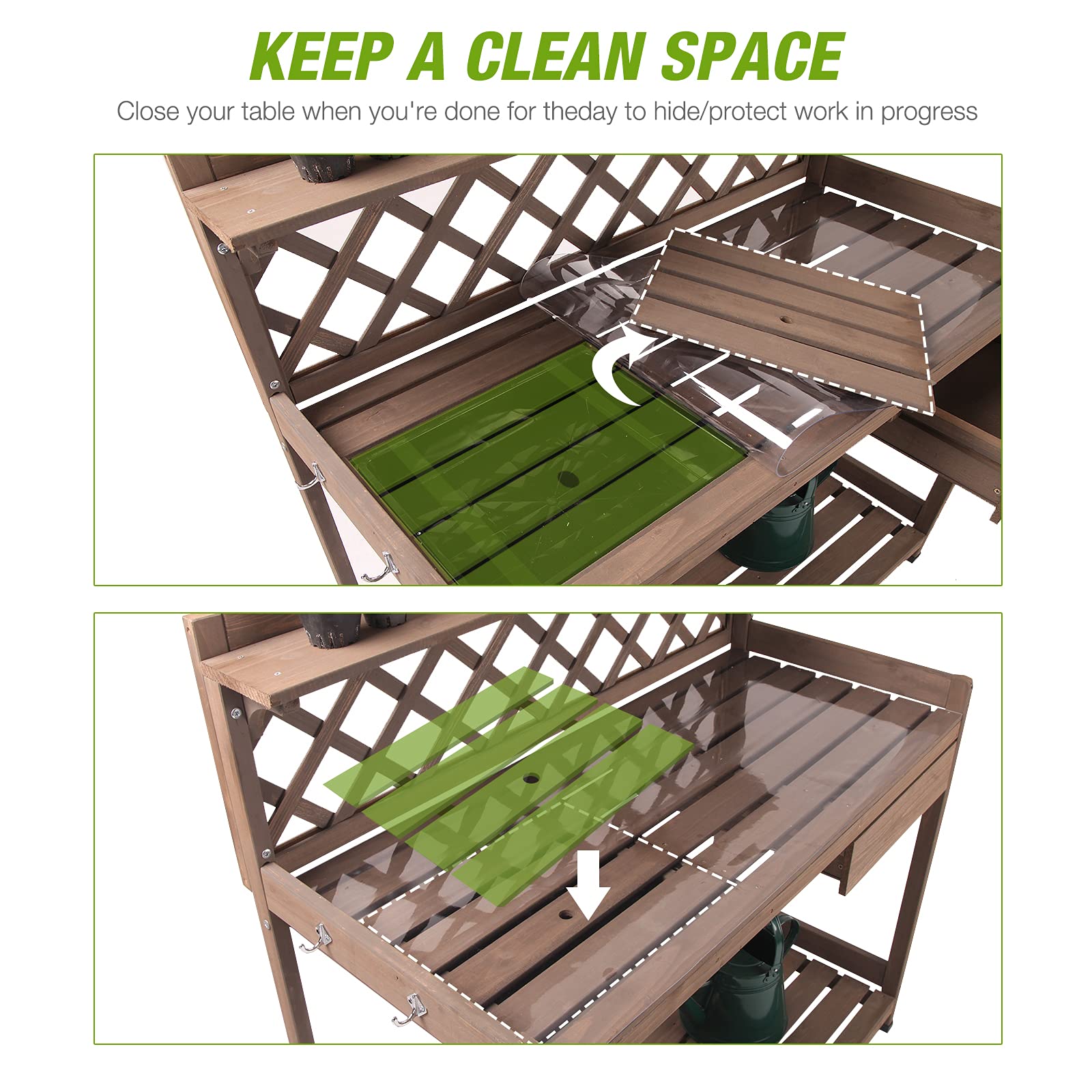 Buy Outdoor Potting Bench, Wooden Garden Workstation Table w/Drawer