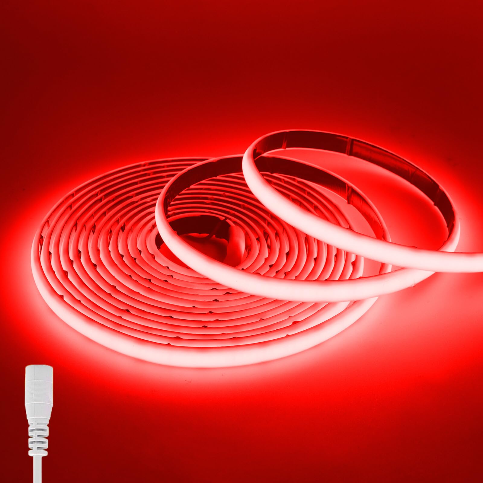 KAFULA 12V COB LED neon Strip [2m, red Light], 320 LEDs/m IP68 Waterproof Flexible LED Light Strip CRI90+, Double-Sided Adhesive Installation, can be Cut Every 5cm, Home Decoration