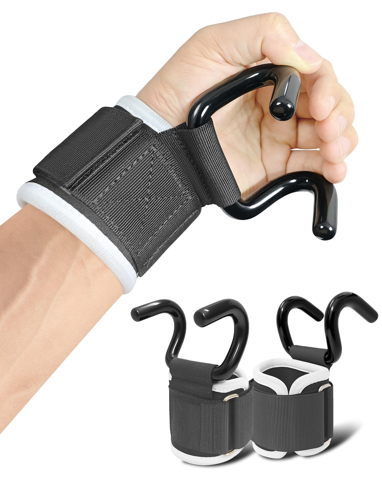 FitDA Zughilfen Krafttraining für Männer &Frauen-Fitness Lifting Straps für Kreuzheben mit Handgelenkschutz-Zughilfen Gym-Haken Gewichtheberhaken Griff Pull Up Handschuhe Zughilfe mit Haken Training