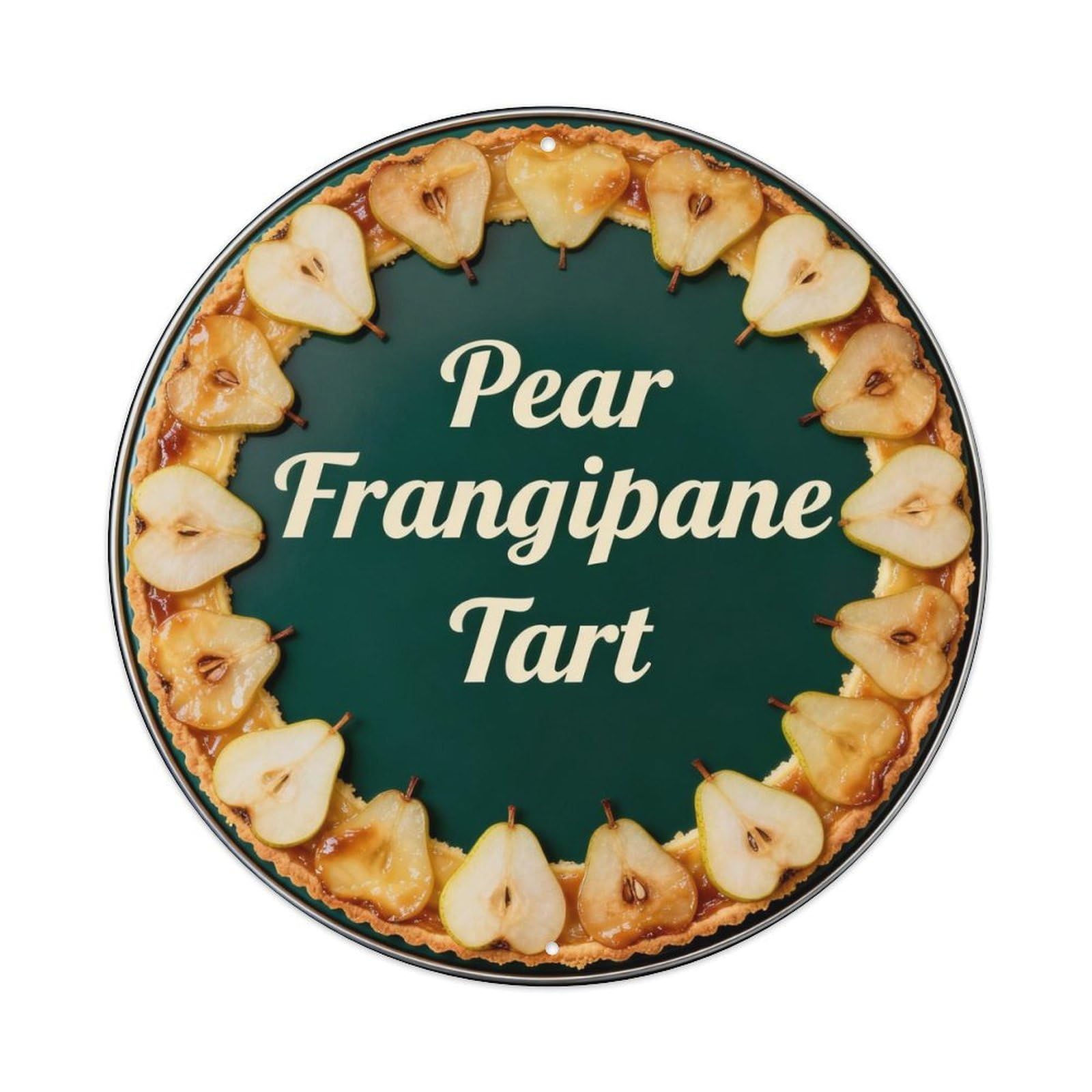 Pear Frangipane Tart Metal Tin Sign Plaque