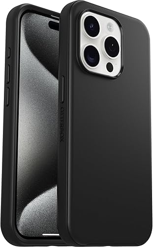 OtterBox Funda para iPhone 15 Pro (solamente) Symmetry Series negro, ultra elegante, compatible con carga inalámbrica, bordes elevados que protegen