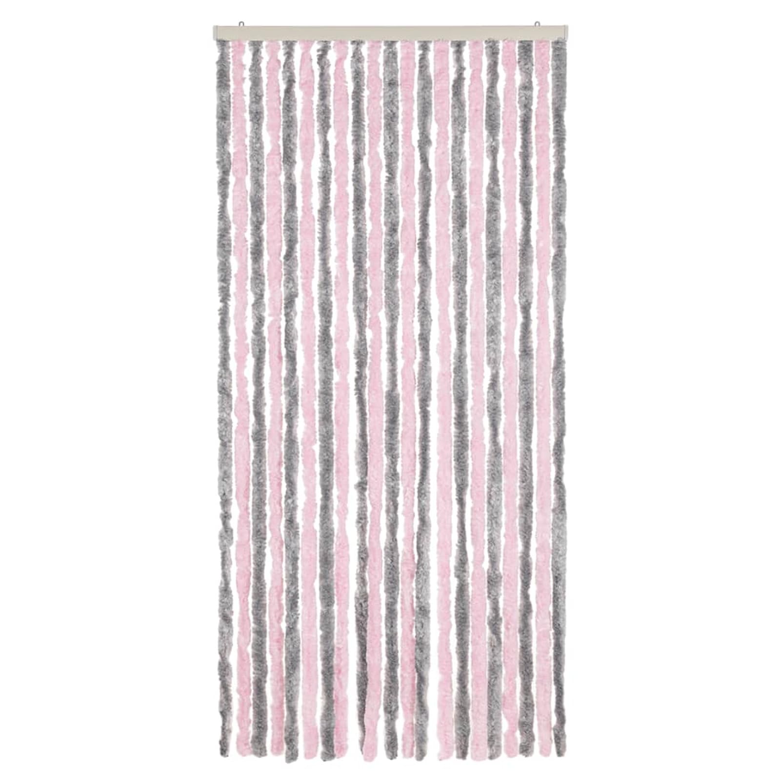 Tenda Antimosche Grigio Argento e Rosa 90x220 cm in Ciniglia,Tenda Antimosche per Finestre e Porte Leggera Resistente all'Acqua Silenziosa Zanzariera Antiisetti-377363