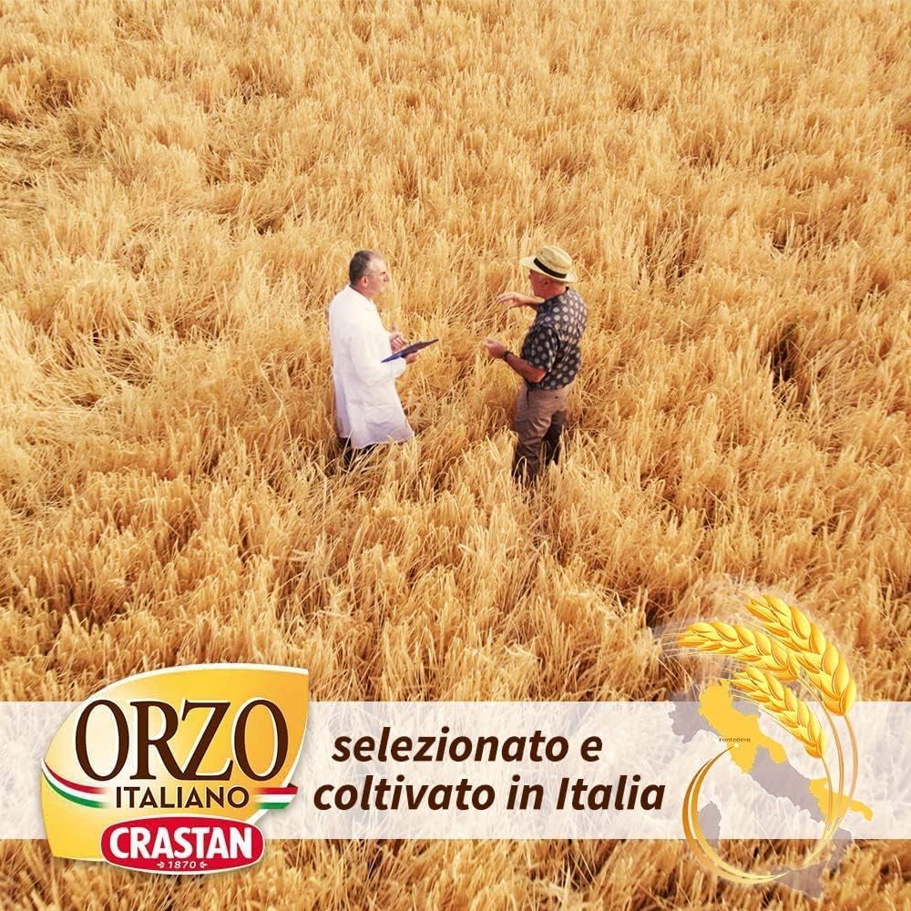 Italian Gourmet - Crastan - Orge Torréfiée Italienne Moulue pour Moka – Orzo Italiano Crastan – Alternative au Café Sans Caféine – Goût Toasté Intense, Pour Cafetière 6 x 500 g + Italian Gourmet Polpa
