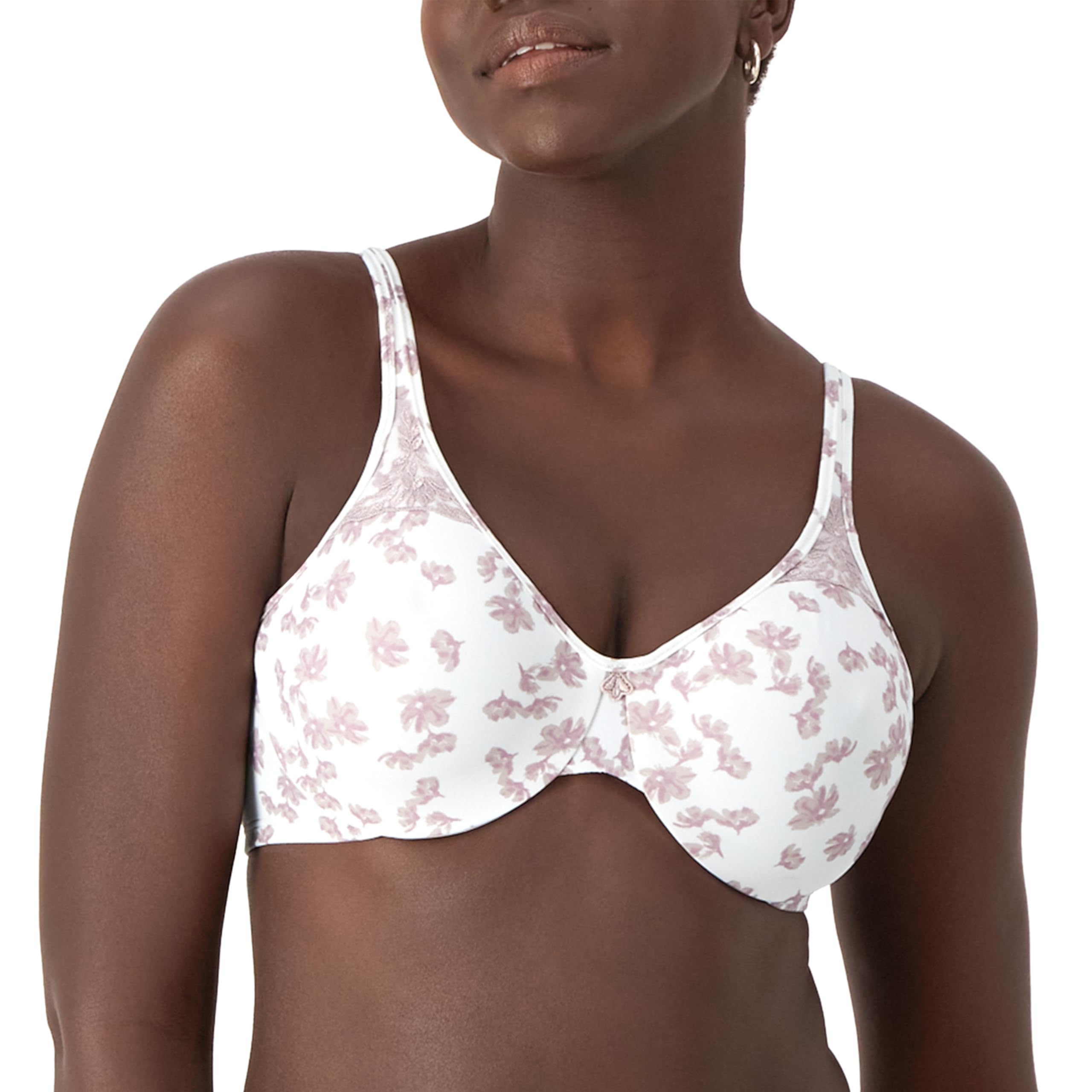 Bali Women's White Floral Print Passion For Comfort Minimizer Underwire Bra, 36Dd
