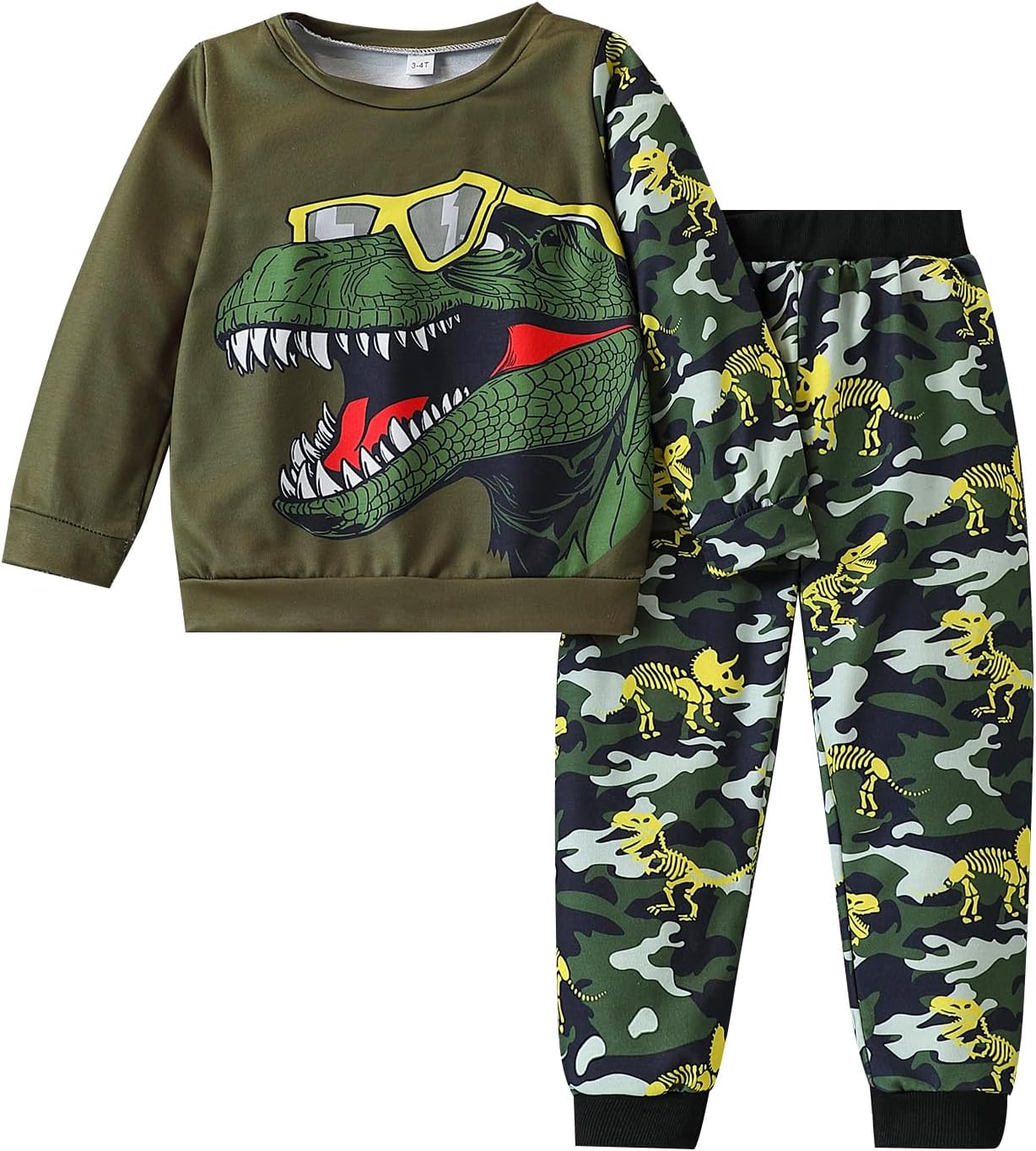 WMHNEI Toddler Baby Boys Dinosaur Clothes Long Sleeve Top & Pants Casual Wear 2-7 Years Fall Outfits Set