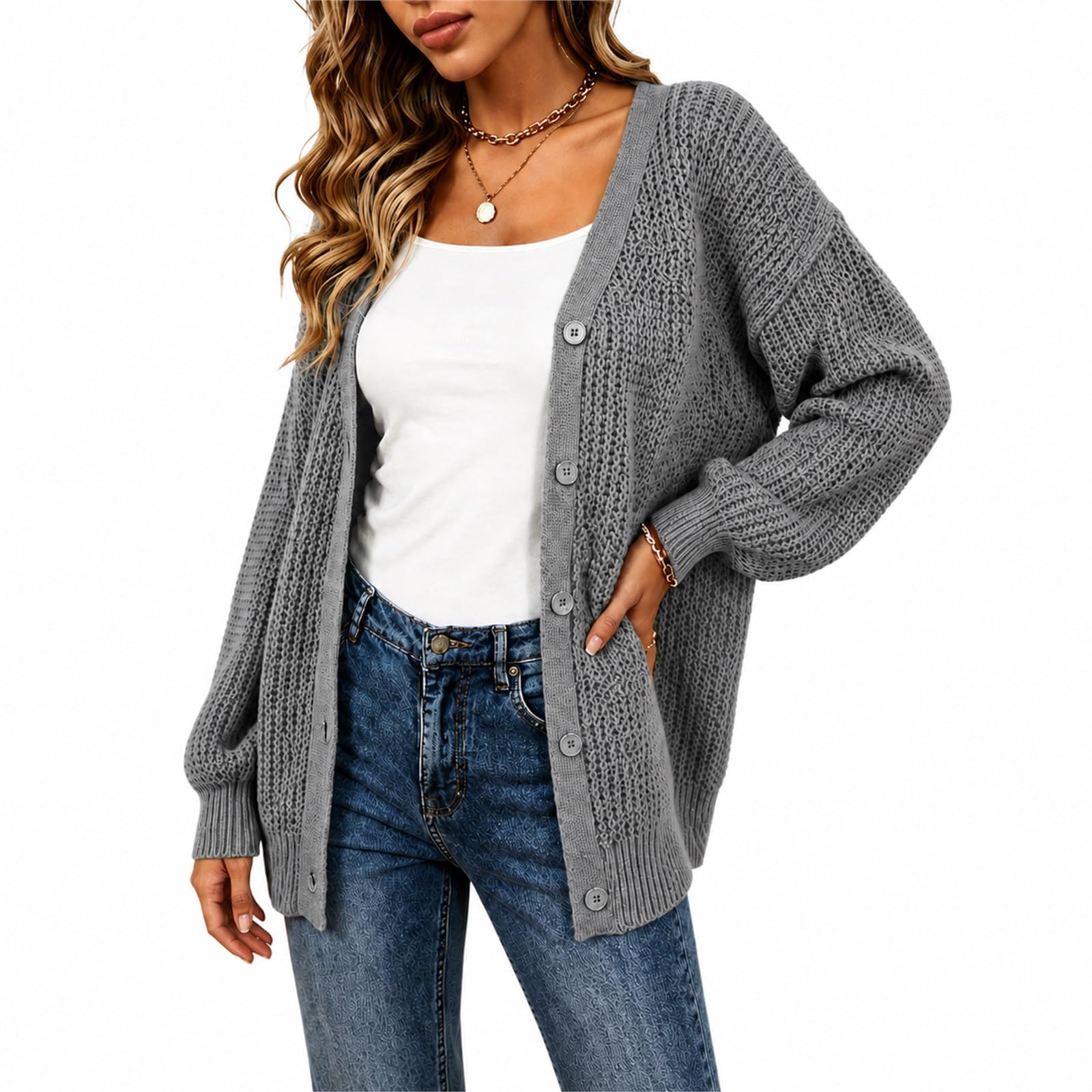 Pullover & Strickjacken Für Damen Elegant Cardigan Open Front Sweaters
