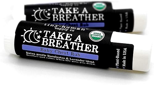 Organic Take A Breather Baby Chest Rub Stick 2pk, 100% natural, calmante lavanda y eucalipto, libre de petróleo, libre de crueldad animal