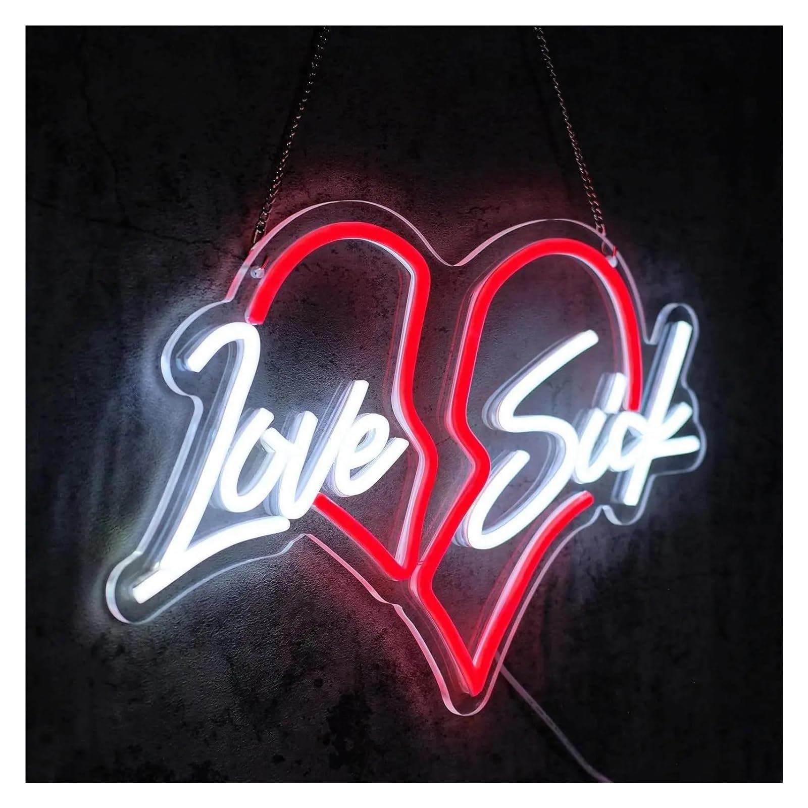 LEMST Sign Lamp Love Sick Neon Light USB Powered, with Dimmer, Adjustable Brightness,for Bedrooms, Living Rooms, Romantic Decor 42x27cm