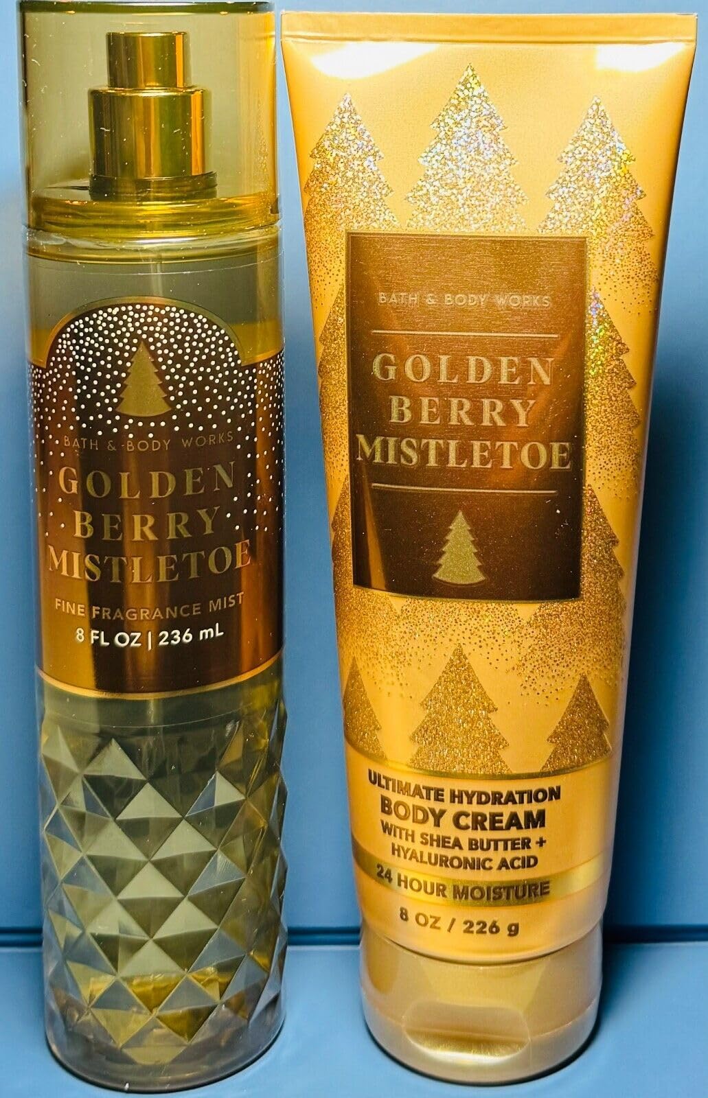 Generic 2 Bath GOLDEN BERRY MISTLETOE Fine Fragrance Mist Body crem set 8 oz