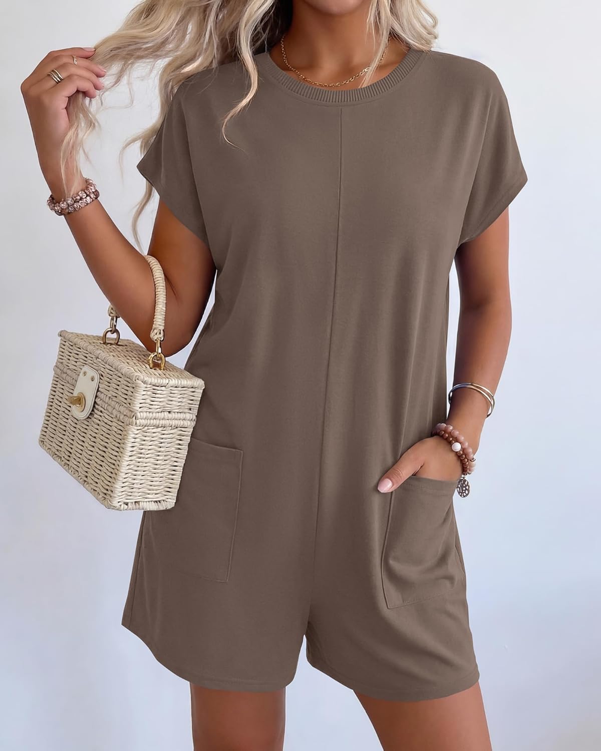 BTFBM Rompers for Women Summer 2026 Casual Dressy One Piece Shorts Tshirt Pants Jumpsuit Beach Vacation Clothes Outfit - Image 3