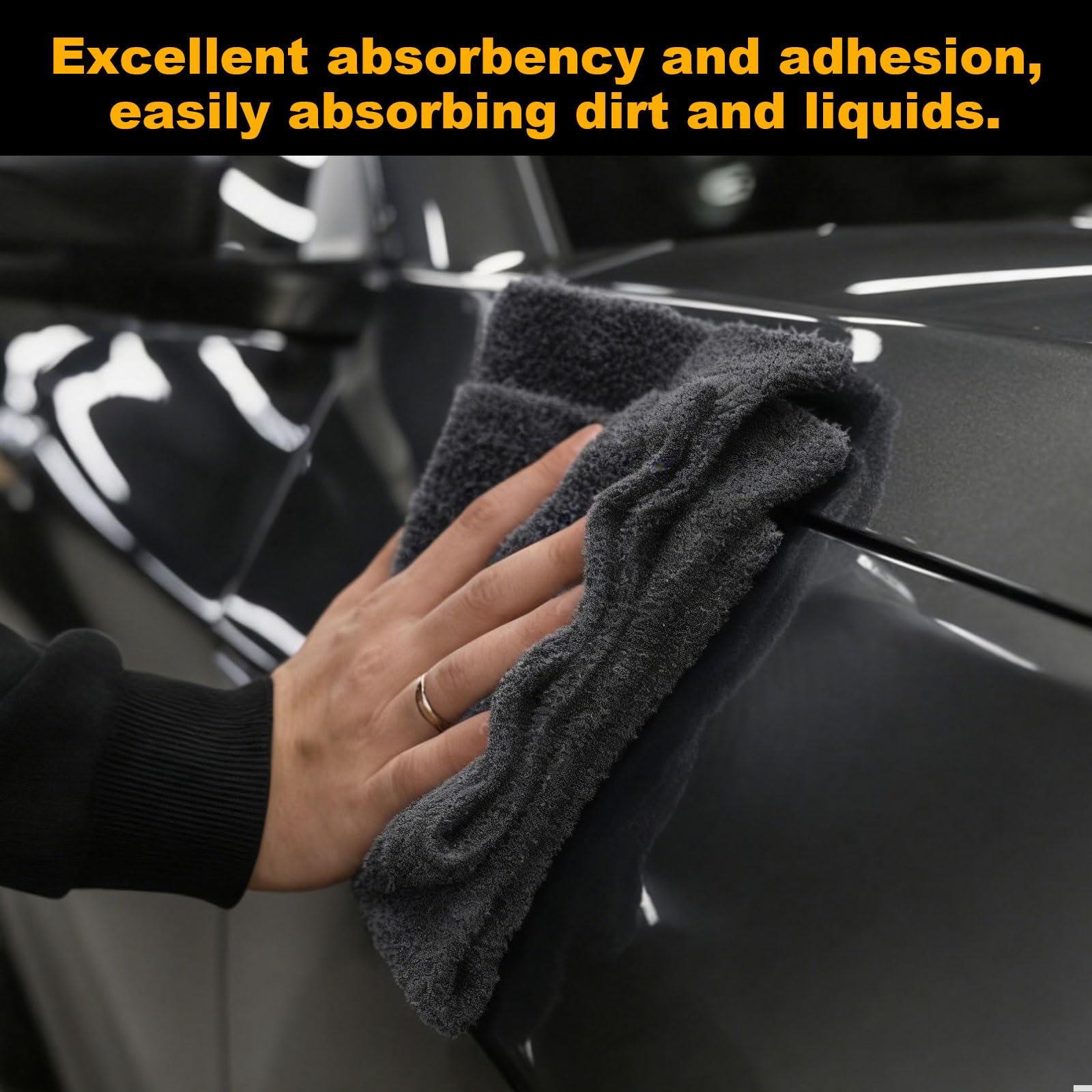 sourcing map 2 toallas de microfibra para coche, 24 x 35 pulgadas, ultra absorbentes, para el cuidado de los detalles de pulido, paños de cera de doble capa para ventana de coche, cocina, color gris