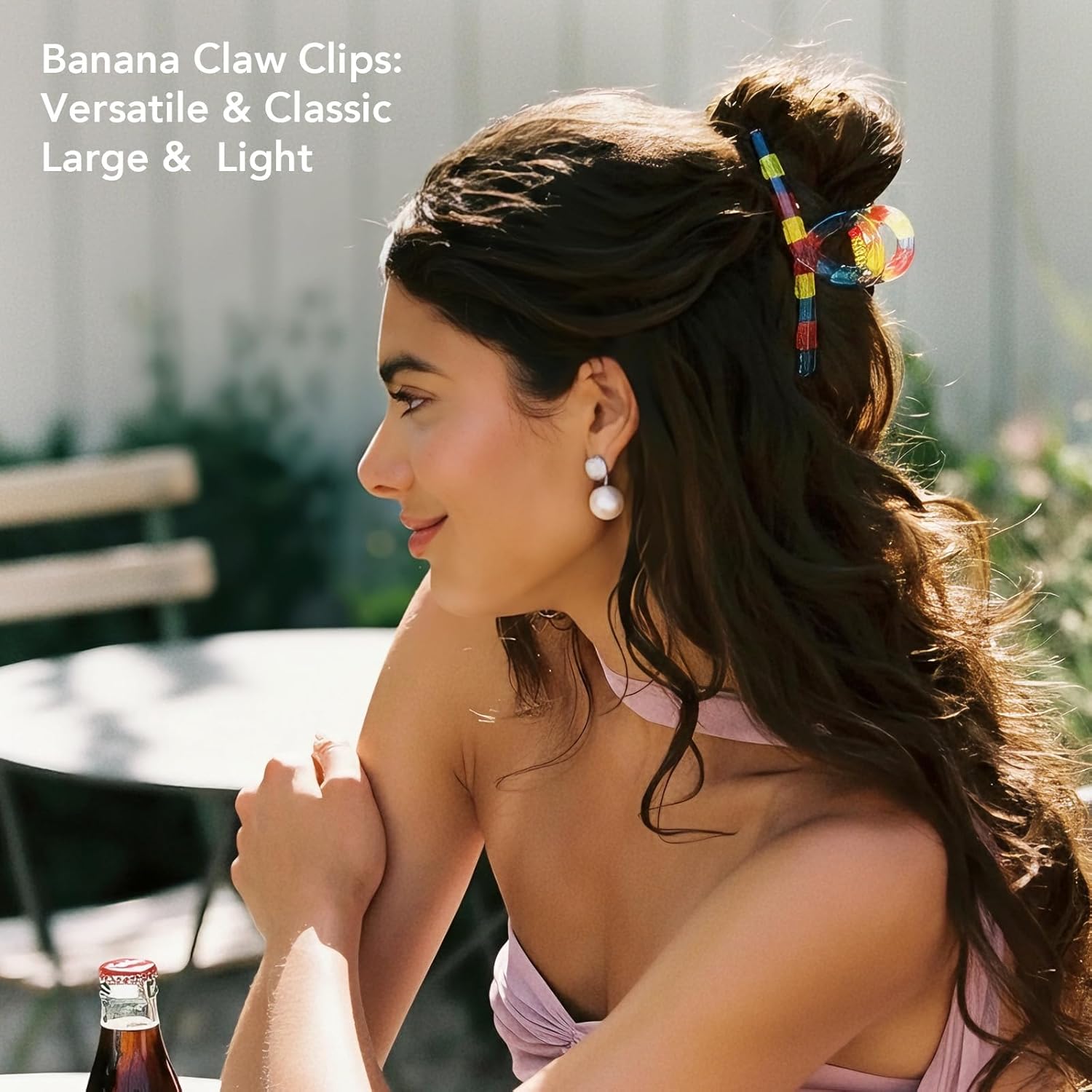 Rainbow Hair Claws 3-Pack, Large Hair Claw Clips for Women, 4.3-5 Inch Aesthetic Clear Claw Clips for Thick Hair, Strong Hold Non-Slip Bow Triangle Banana Clip Set, Jelly Hair Accessories - Image 5