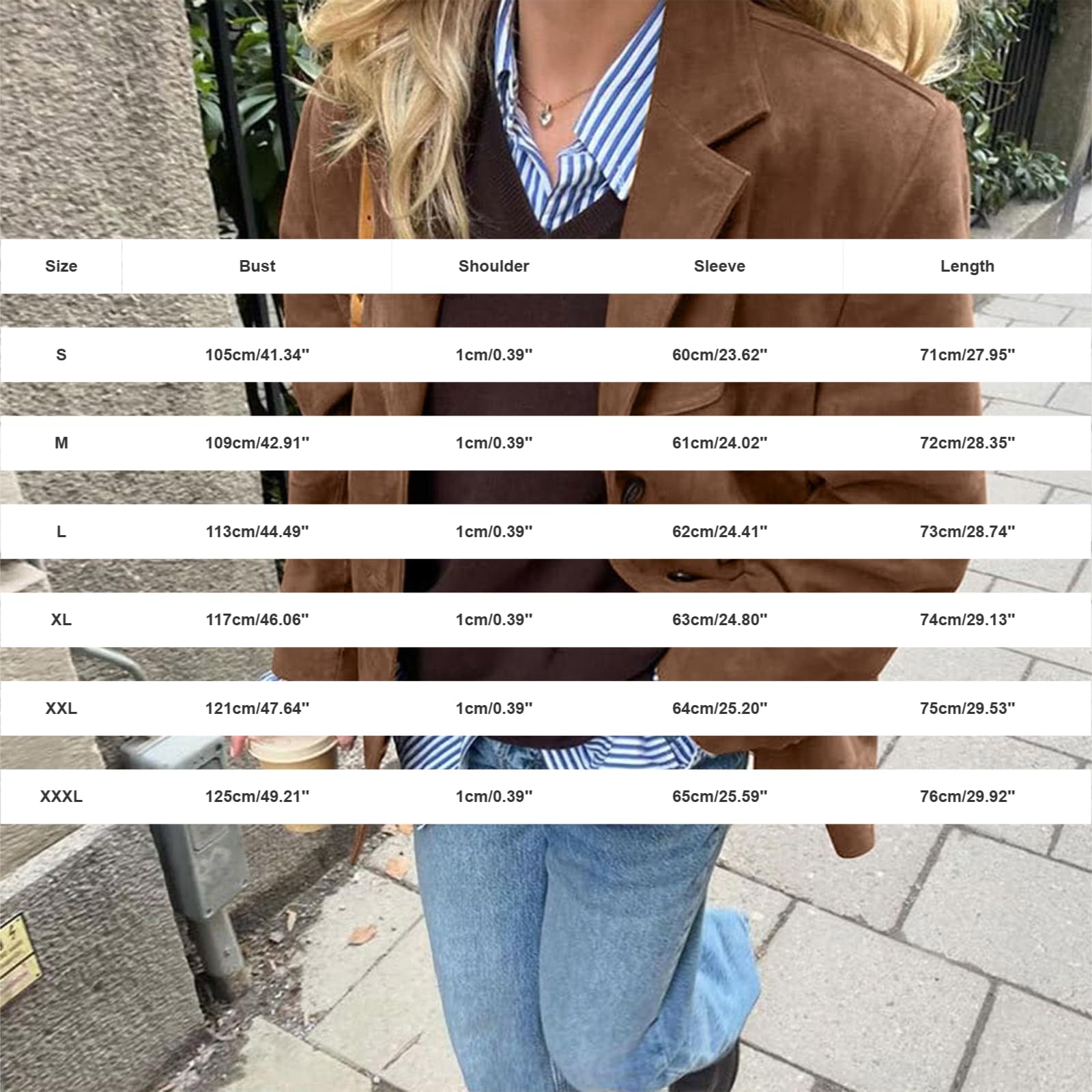 Generisch Anzugjacke Sportlich Elegant Sakko Vintage Wildlederjacke Damen
