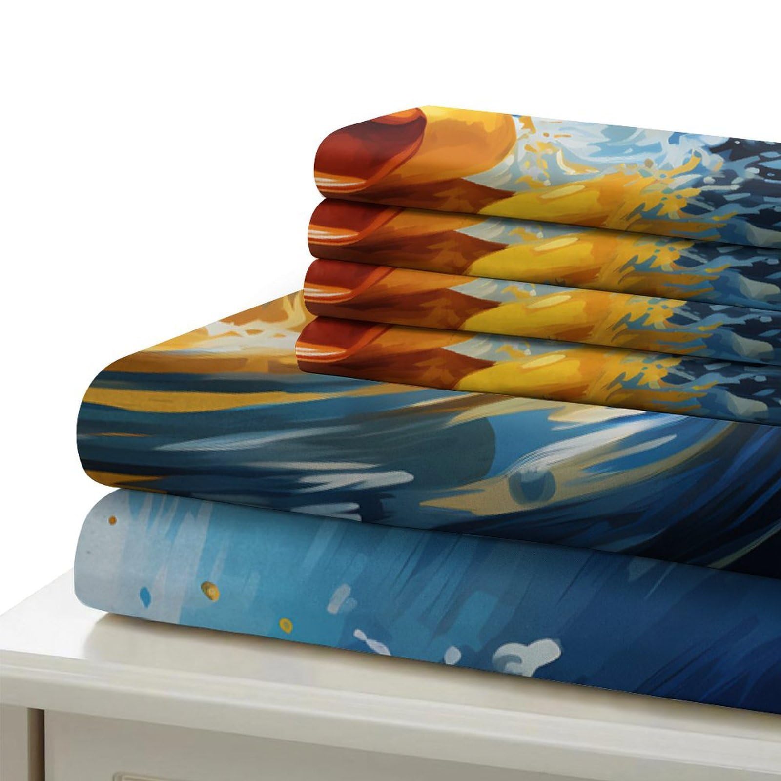 Gummi Ente Splash 3-teiliges Reines Polyester Cartoon spielerischer Stil Bettbezugset, Versteckter Reißverschluss, Für Kleinkinder, Babysicher & Gifffrei, Pflegeleicht King（220x240cm）