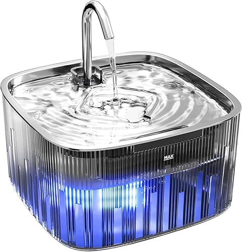 Fuente de agua para gatos dispensador automático de agua para mascotas de 75 oz2.2 L para gatos con bandeja de agua de acero inoxidable 304 y grifo,