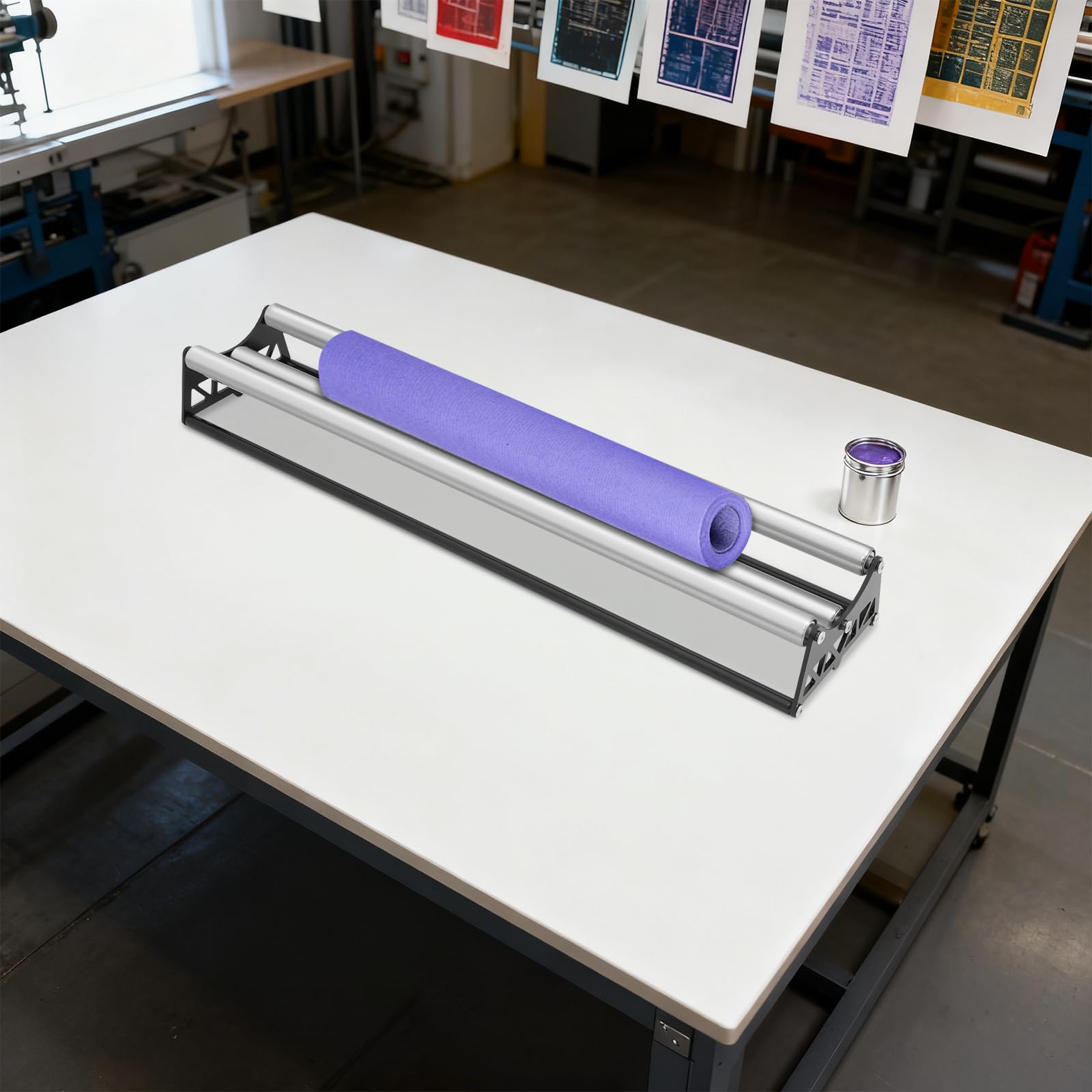 Porte-rouleau en acier inoxydable, 100 x 22 x 12,7 cm, pour la publicité, l'habillement, l'électronique