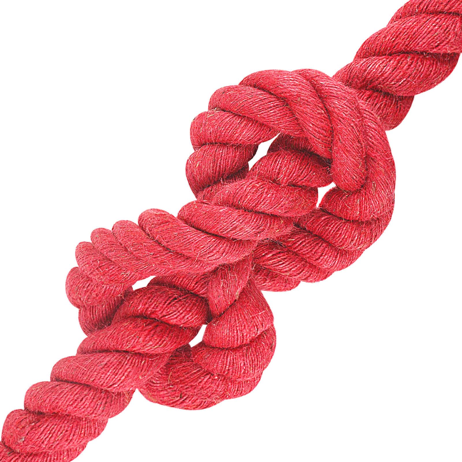 Cuerda yute 30 mm roja, 100% yute Tossa, 3 hebras para jardinería