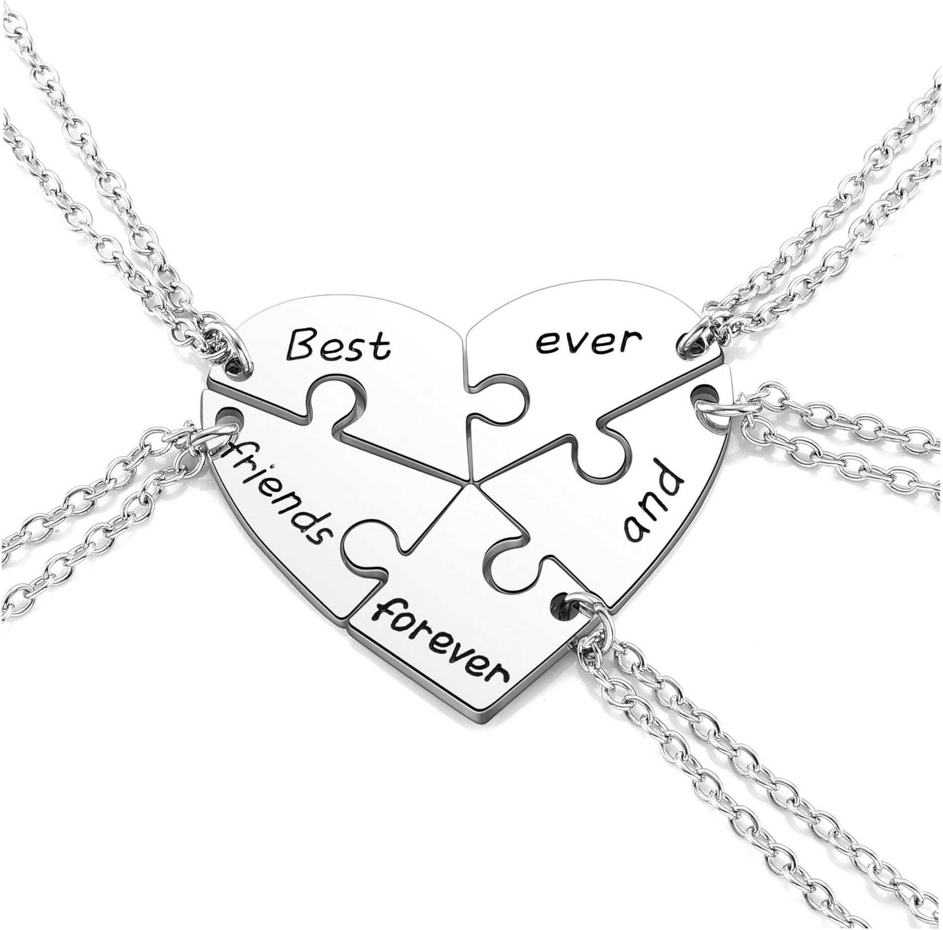 PESOENTH BFF Best Friend Necklace For 2 3 4 5,Friendship Jewelry For Women Gift,Matching Heart Best Friends Forever Pendant Necklaces Set Birthday for Friendship BBF