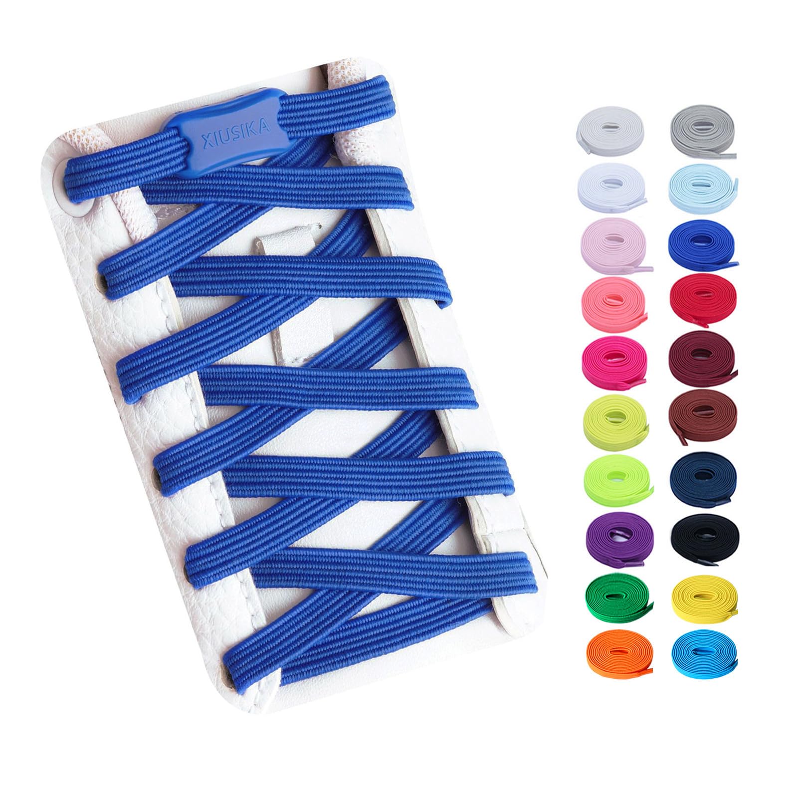 Booyckiy Elastic No Tie Shoe Laces for Kids, Adults, Flat Stretch Shoelaces