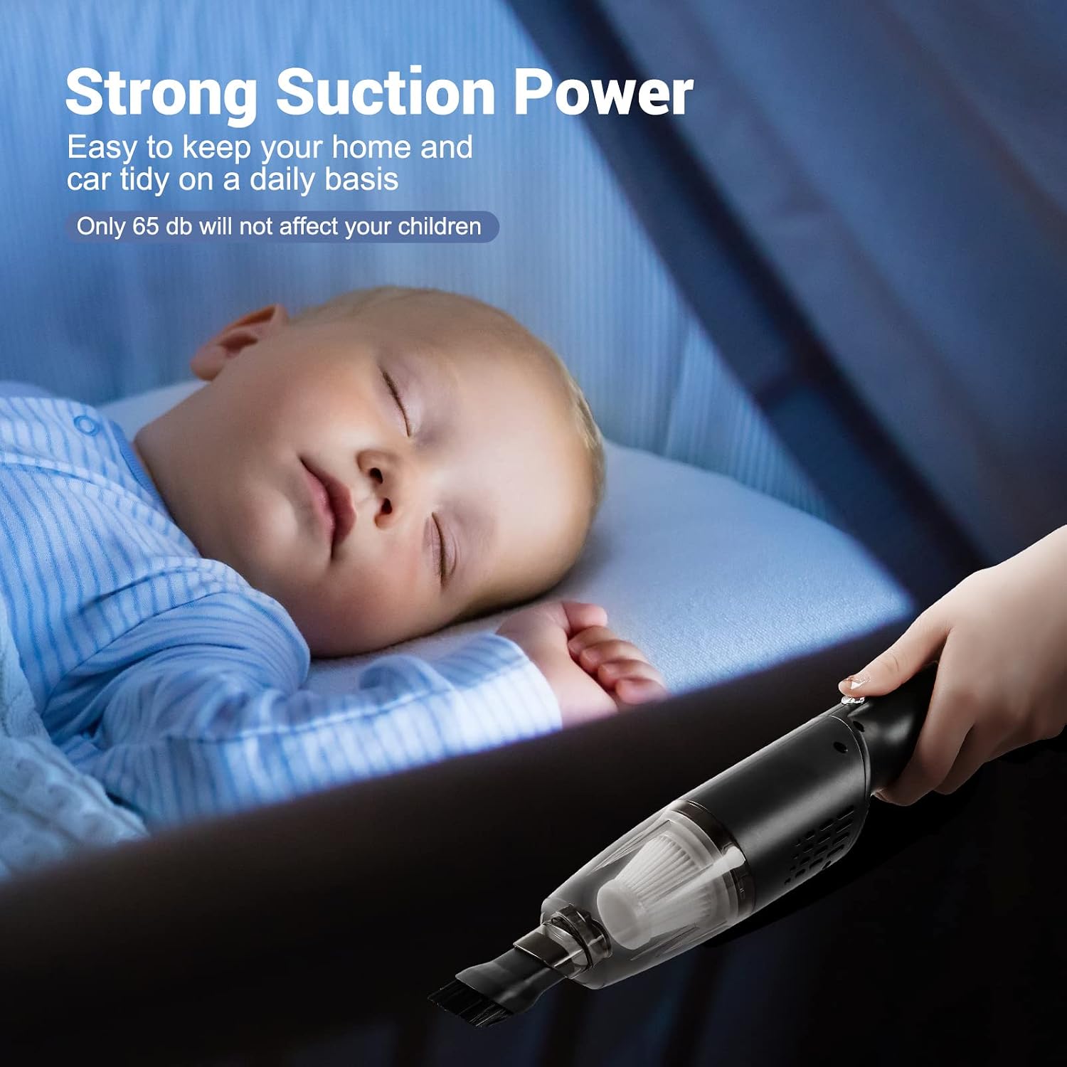 helloleiboo Mini Handheld Vacuum Cordless - Hand Vacuum Cleaner Rechargeable Portable with LED Light, USB Vacuum Cleaner for Car, Keyboard, Pet Hair, Black