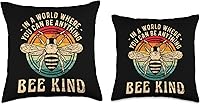 Vista 3 de Nature Cute Natural World Bears Forest Zoo In A World You Can Bee Anything Beekeeper Insects Apiology - Almohada de 16 x 16 pulgadas, multicolor