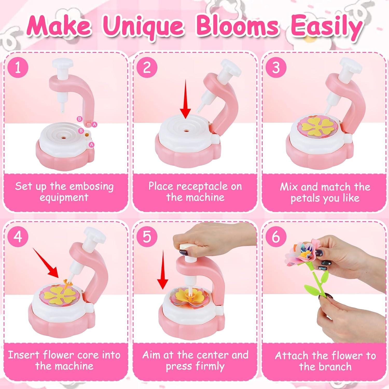 TOSUTO Kit Fabrication de Fleurs Tissu, Création Bouquet Fleurs, Jeux Educatif Enfant 3+ Ans - Rose