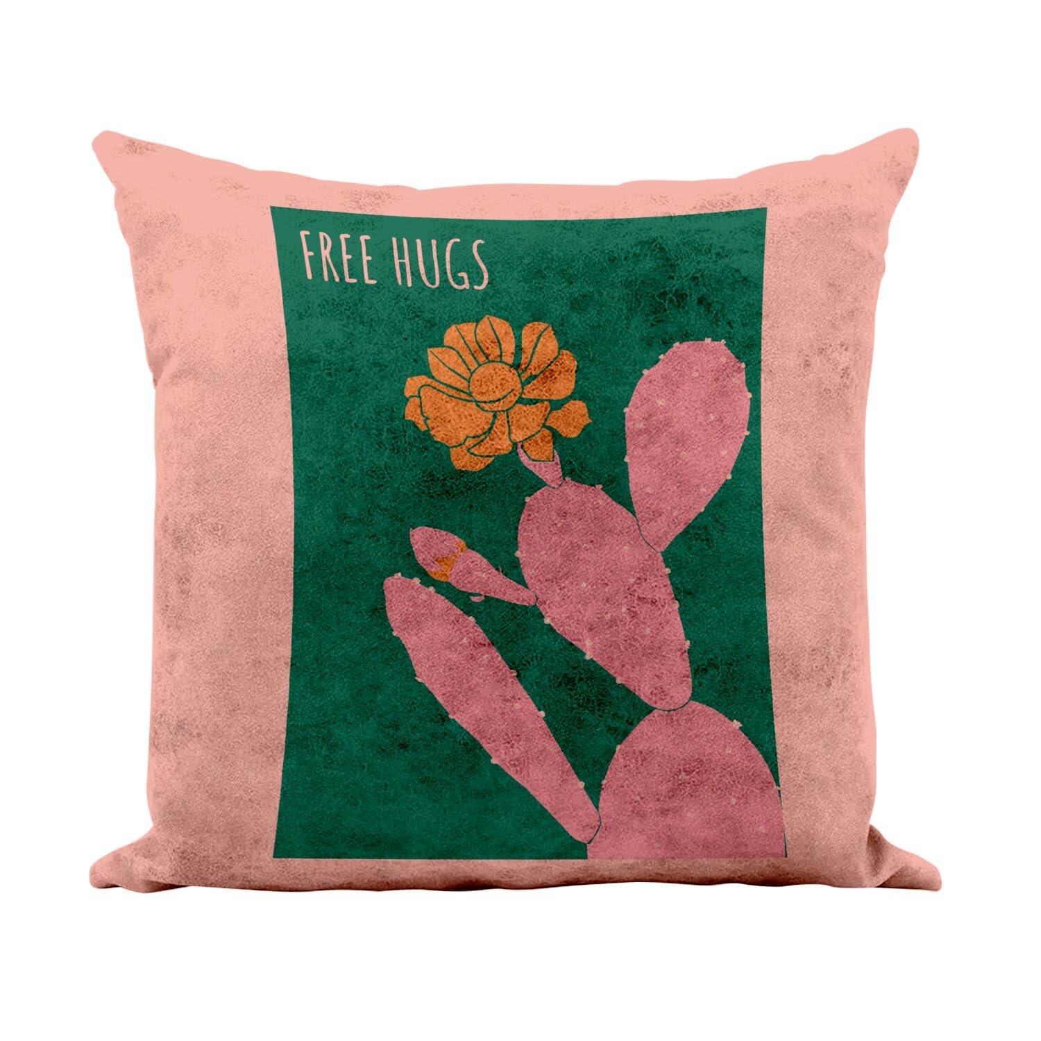 Coussin similicuir rose 40x40 cm avec motif cactus minimaliste et illustration exclusive