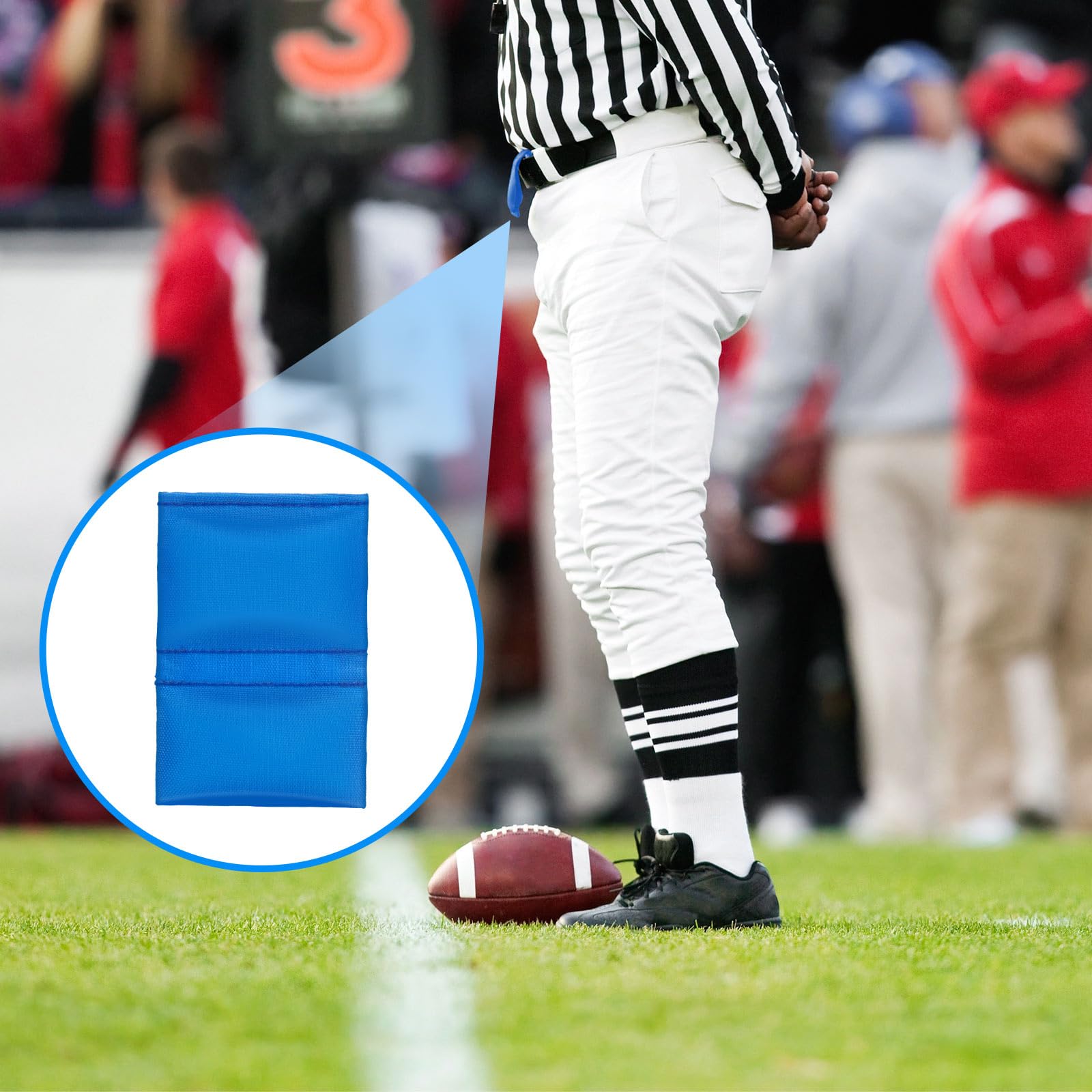 Wesnoy 2 Pieces Football Throw Down Double Sided Bean Bag Football Referee Bean Bag Football Referee Gear Nylon Narrow Skinny Nylon Bean Bag for Football Games Party Accessories (Blue)