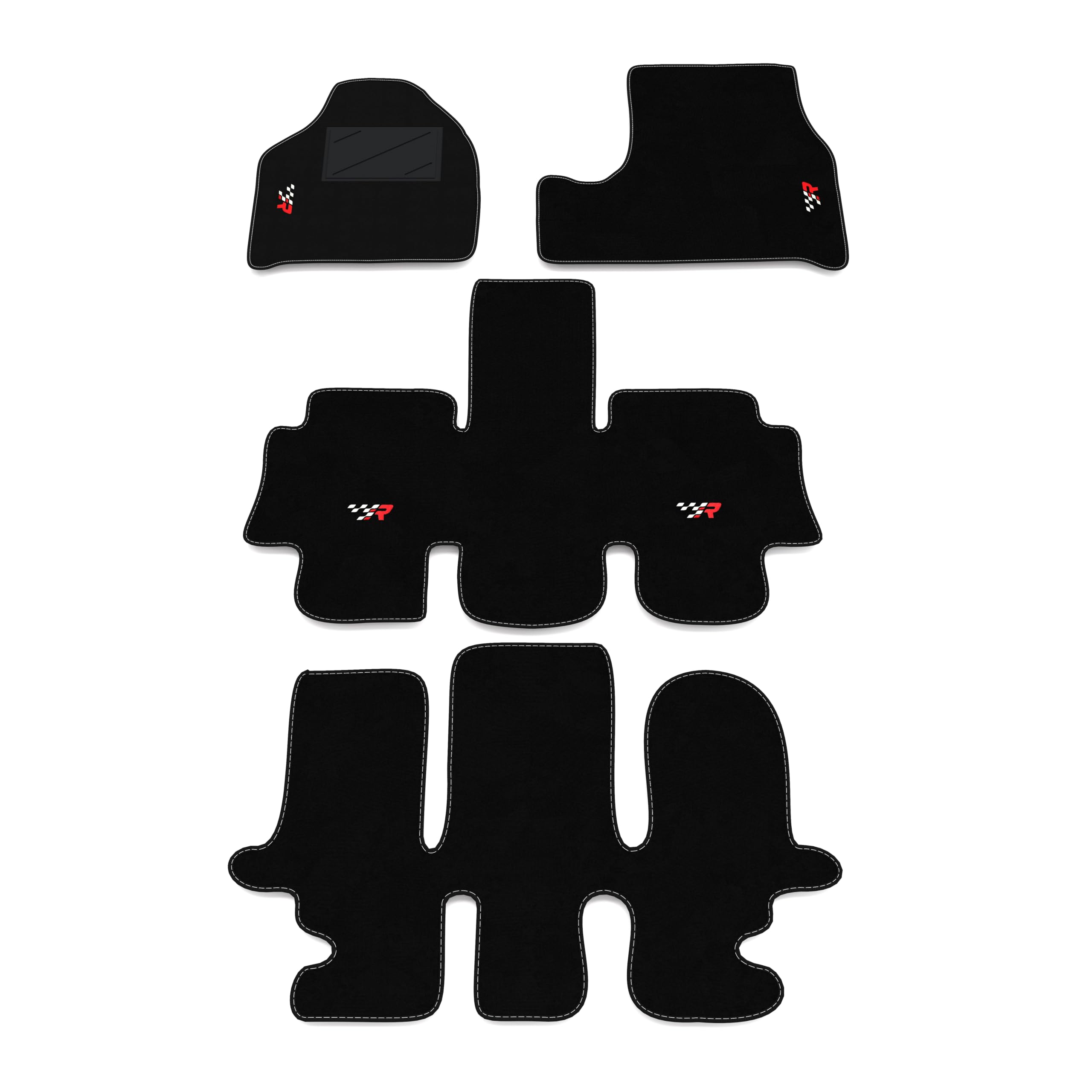 Set de Tapis de Voiture compatibles avec Lancia Phedra 6 Places 2002-2010 | Tapis sur Mesure en Moquette, Broderie R Racing, sur Mesure