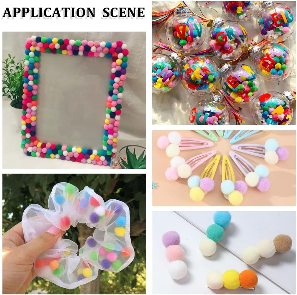 SUNNYCLUE 400Pcs 4 Colors 10mm Colorful Pompom Balls Crafting Pom Poms Bulk Orange White Yellow Polyester Soft Round Fluffy Fuzzy Puff Small Pompoms for Crafts DIY Making Party Decorations Supplies