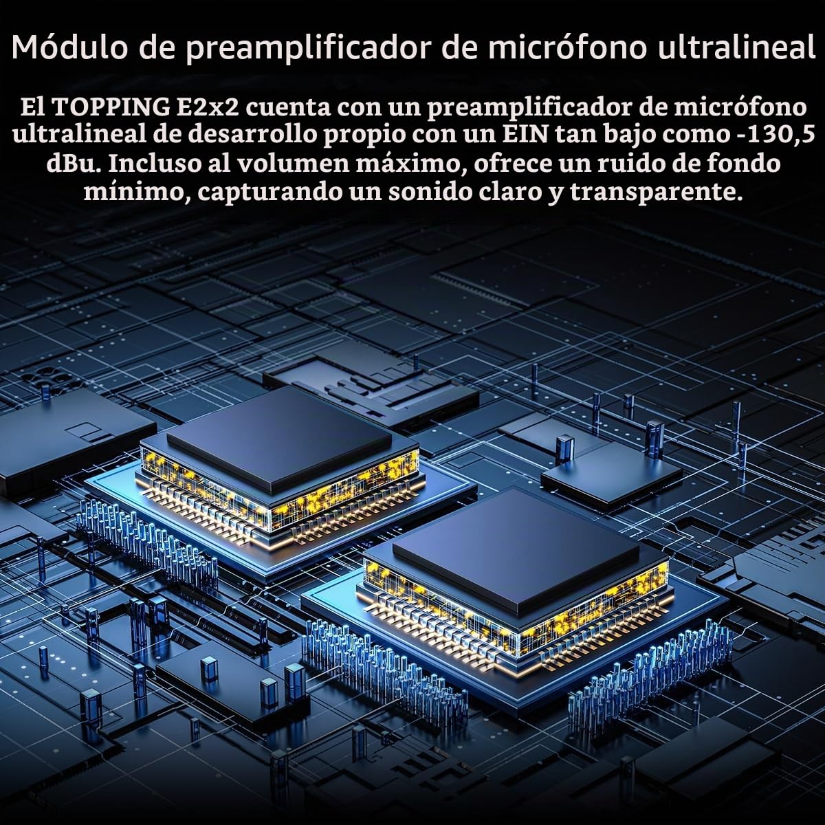 Topping Professional E2x2, Interfaz de audio USB y módulo preamplificador de micrófono ultralineal (Blanco)
