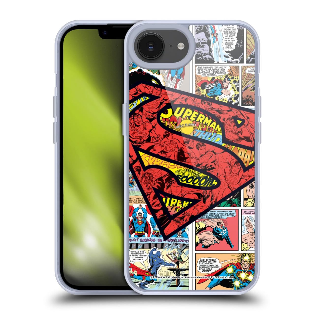 Head Case Designs Officially Licensed Superman DC Comics Oversized Logo Comicbook Art Gel Case [Military Grade Protection] Compatible with Apple