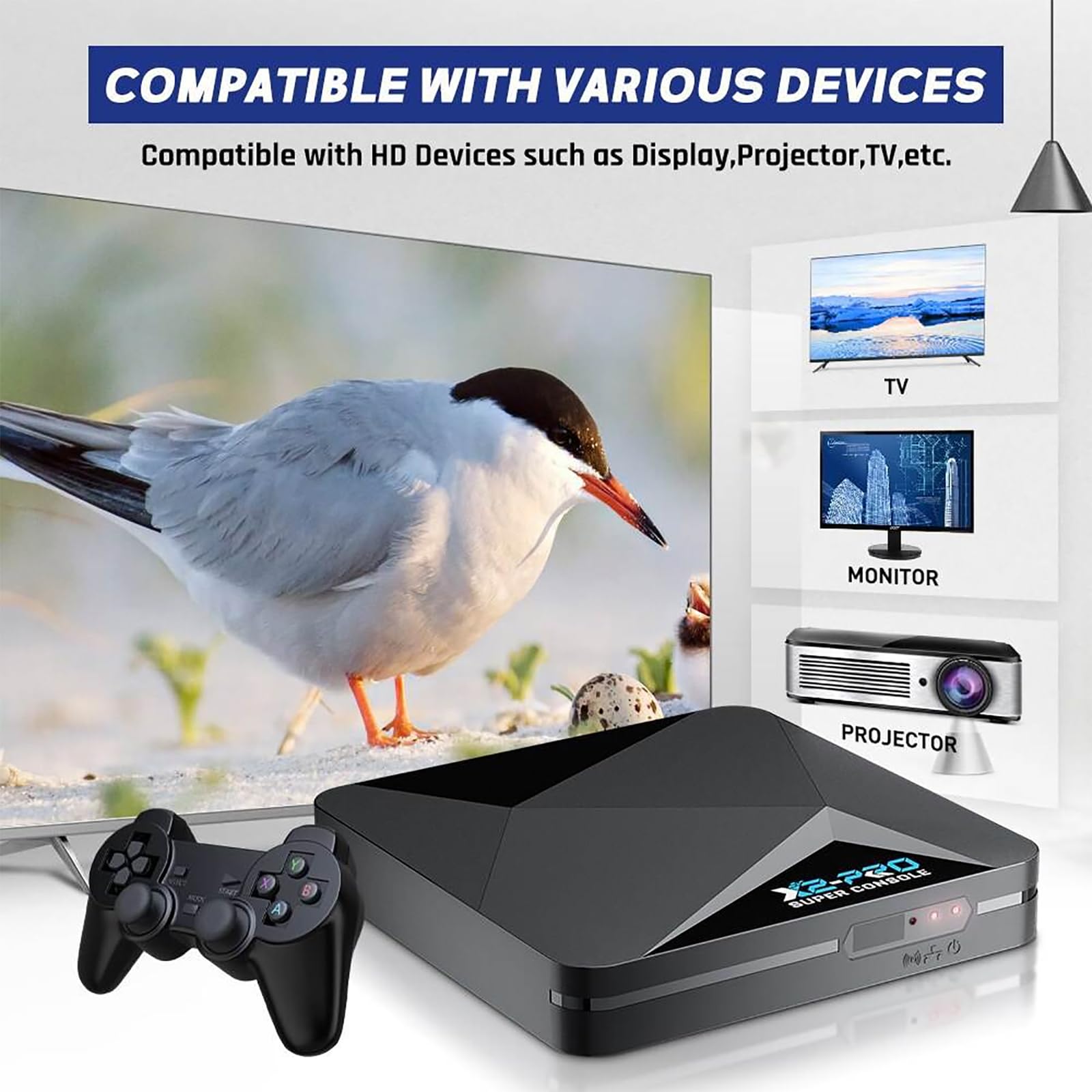 THREMA Console di Gioco retrò da 256 GB con oltre 117.000 giochi integrati, sistema di console per videogiochi con 2 controller wireless, per uscita TV 4K HD/AV
